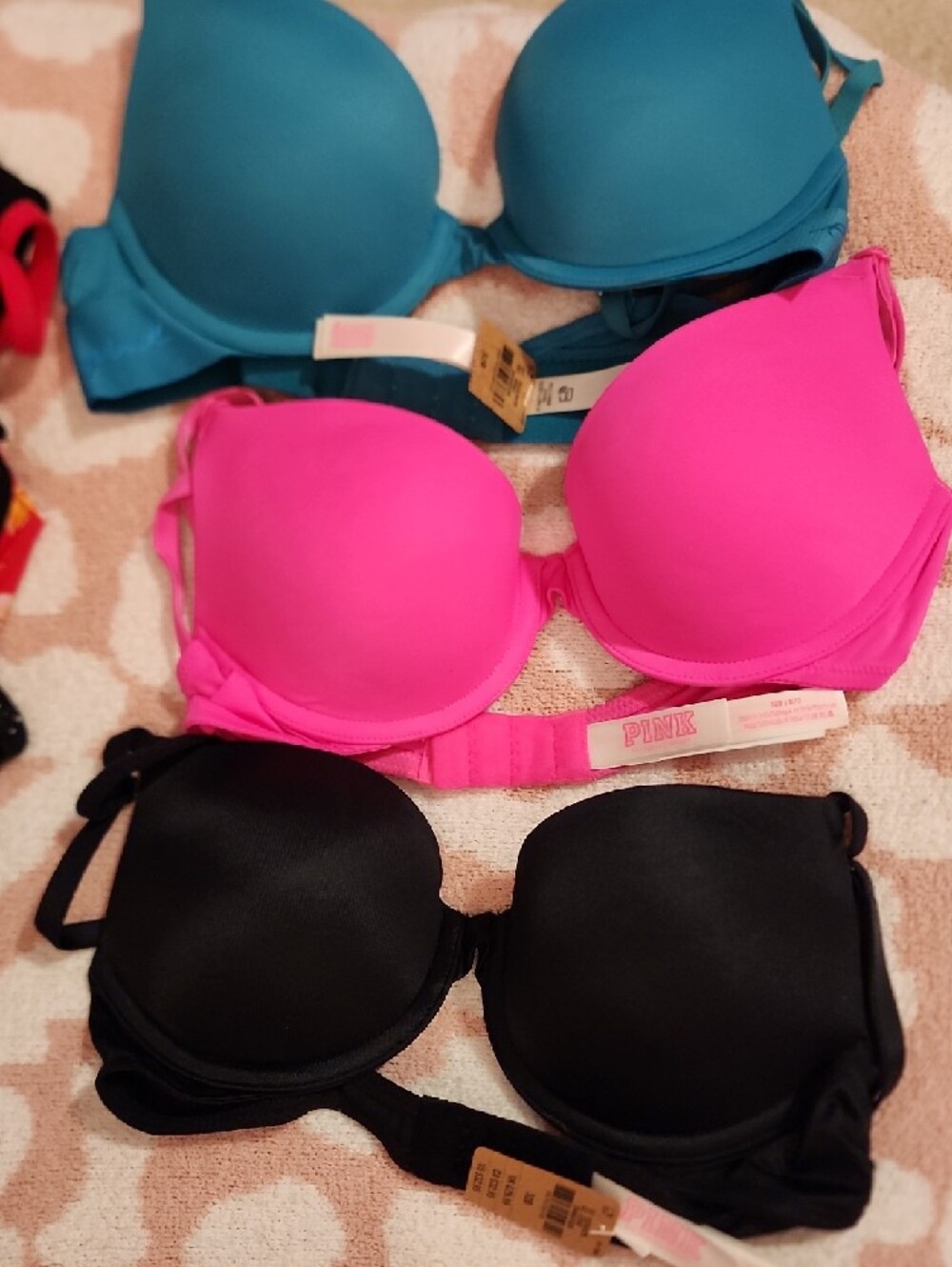 Victoria's Secret Black and Pink Push-Up T-Shirt Bra - Picture 2 of 6